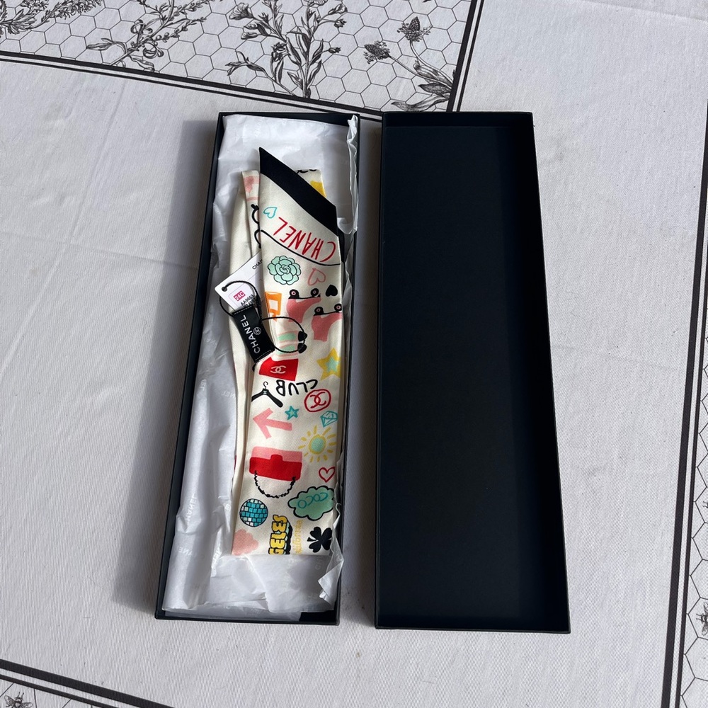 Chanel Mark 24C Multicolor Twilly Silk Scarf